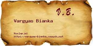 Vargyas Bianka névjegykártya